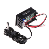 Termometer LED Mobil 12V Merah Biru Hijau, Pengukur Suhu Tampilan Digital + Peralatan Probe Tahan Air