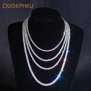 OUGEPHELI Collana Tennis con Catena in Zirconia Cubica Placcata Oro 3MM 4MM 5MM per Uomo e <span class=keywords><strong>Donna</strong></span> - Product Image 1