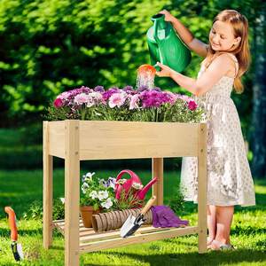 Kit de lit de jardin surélevé en cèdre avec pieds, boîte de jardinière en <span class=keywords><strong>bois</strong></span> surélevée d'extérieur avec rangement pour étagère, plante de fleur végétale - Product Image 4