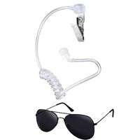 KBU7451 Disfraz de Guardaespaldas de Halloween de 5 Piezas, Sombrero, Insignia, Auriculares, Material de Poliéster, Unisex, para Adultos, Cosplay para Fiestas