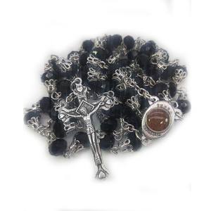 Rosario de Cristal de <span class=keywords><strong>Jerusalén</strong></span> - Cuentas Facetadas de 8mm, Colgante de Cruz de Madera de Olivo, Chapado en Plata Antigua, Collar Religioso Católico - Product Image 6