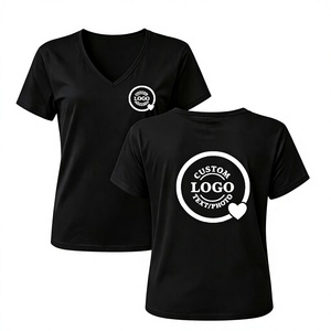 Spring Summer Casual Women's T-Shirt Custom Printed V-Neck Short Sleeve 100% Cotton DIY Double-Sided Memorial Photo & Couple Pet - Product Image 1