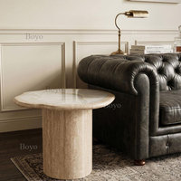 Table basse moderne en travertin avec plateau en onyx blanc, ensemble de tables basses de luxe en marbre moderne