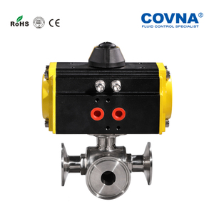 Vanne à boisseau sphérique pneumatique à 3 voies Covna ANSI AC220V DN50 en acier inoxydable 304, à fixation par collier, de qualité alimentaire - Product Image 6