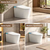 Toilette intelligente tout-en-un avec télécommande, capteur de pied pour le chasse d'eau, siège chauffant, eau chaude instantanée et sécheur d'air