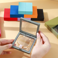 Boîte d'emballage personnalisée à double porte en film PE couleur unie pour bagues, colliers, bracelets et autres bijoux ; Boîte de présentation