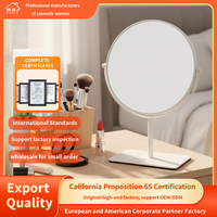 Miroir cosmétique de bureau rond compact personnalisé portable double face avec grossissement 1x et cadre en métal chromé