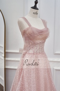 RUOLAI LWC1083 abito da sera con cinturino per Spaghetti brillante abito da sera con perline con paillettes abiti da ballo in Tulle - Product Image 5