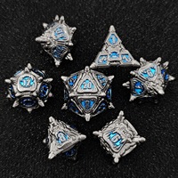 Dés de jeu de table D&D personnalisés en métal, motif crâne, pointe, griffes, grande bouche de démon, en alliage de zinc fait main, design Œil de Corbeau et Trône