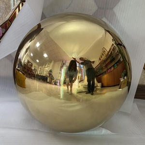 Specchio Moderno in Acciaio Inossidabile con Sfera Decorativa Dorata per Hotel di Lusso e Ingressi Architettonici - Product Image 2