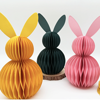 Pâques : 3 ensembles en stock, pendentifs lapin en papier nid d'abeille épais, respectueux de l'environnement, décoration maison européenne et américaine
