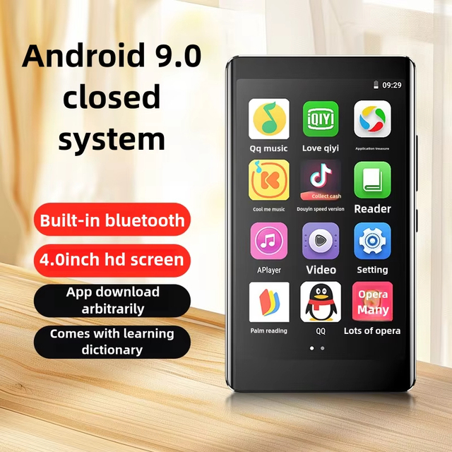 Bluetooth Mp4 Player Wifi Android 9.0 Touch Screen Lossless FM Radio Music Video 4.0 Inch Mp3 Player With Speaker Voice Recorder