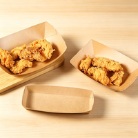 Boîte en papier kraft alimentaire non pliable, type barquette, à ouverture supérieure, pour snacks, barbecue, dîner, frites, nuggets de poulet grillés