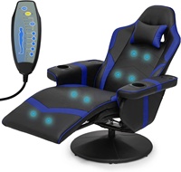 Canapé inclinable à dossier haut 2024, canapé de jeu confortable, haut-parleurs Bluetooth, chaise de jeu vidéo, chaise de jeu noire avec massage et porte-gobelet