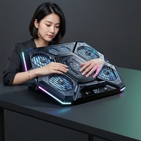 Refroidisseur d'ordinateur portable D12 en ABS noir avec quatre ventilateurs USB, éclairage RGB pour le gaming (en stock)