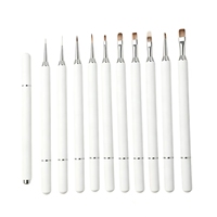 Ensemble de 10 pinceaux à ongles de luxe ovales en gel, inclinés, pour liner français et dégradé, avec poignées magnétiques serties, pour usage professionnel