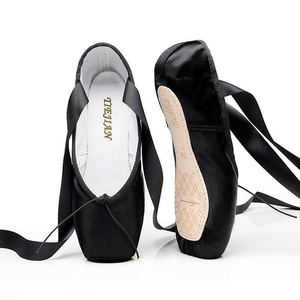 Chaussons <span class=keywords><strong>de</strong></span> <span class=keywords><strong>danse</strong></span> classique professionnels en satin avec ruban pour l'école ou la maison - Product Image 4