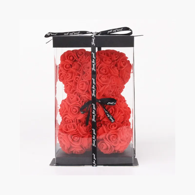 Xingsheng hot selling gift material 25cm PE rose bear gift box