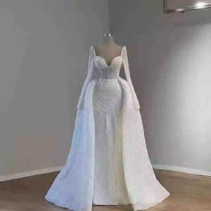 SF0061F 2026 <span class=keywords><strong>Abito</strong></span> da Sposa di Alta Qualità, Nuovo Modello con Corpetto Staccabile <span class=keywords><strong>in</strong></span> <span class=keywords><strong>Tulle</strong></span> Bianco e Gonna Ampia con Strascico - Product Image 2