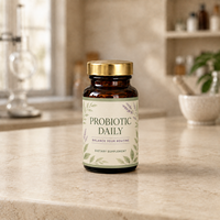 Bouteille en verre ambré personnalisée de 60 à 300 ml pour compléments probiotiques, avec bouchon métallique doré et étiquette imprimée, pour capsules et poudres, fourniture OEM d'usine
