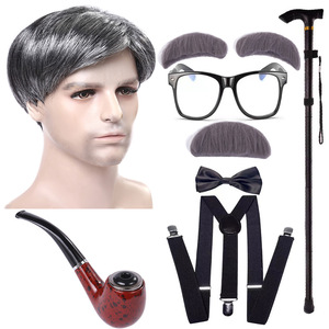 <span class=keywords><strong>Costume</strong></span> de grand-père pour enfants, perruque de cosplay, perruques, barbe, lunettes, béquille, déguisement de vieil <span class=keywords><strong>homme</strong></span>, accessoires de déguisement pour Halloween - Product Image 3