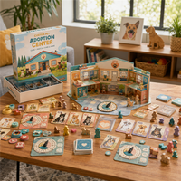 Jeu de société de stratégie en carton à 5 plateaux sur le thème de la protection animale pour centres d'adoption et refuges pour animaux, personnalisable pour les associations caritatives, avec espèces personnalisables