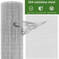 Malla de alambre soldada de acero inoxidable 304, 1/2"x1/2", calibre 19, 48"x100 pies, para gallineros, cercas de aves, jaulas de pájaros, aviarios, protección contra conejos y roedores