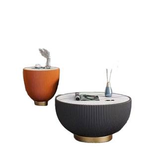 ชุดโต๊ะกาแฟหินอ่อนสไตล์โมเดิร์นมินิมอล ขาเคลือบทอง ทนทาน พร้อมฟังก์ชั่นซ้อนเก็บได้ - Product Image 4