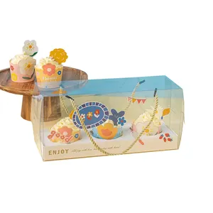 Chinese Supplier 4 6 12 24 Hole Cupcake Packaging Box PVC Box for Muffin Cup Cake