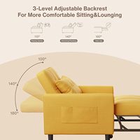 Chaise de canapé de loisirs personnalisée canapé-lit jaune canapé-chaise avec oreiller de dossier réglable capacité de charge maximale de 330 lb