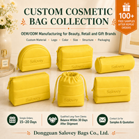 Pochette cosmétique personnalisée avec logo, sac à maquillage matelassé en nylon jaune, trousse de toilette de voyage, organiseur de beauté OEM ODM