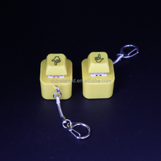 Custom Mechanical Keycap Fidget Keychain Funny Middle Finger Press Activated Light & Sound Stress Relief Toy Pendant Bag Charm