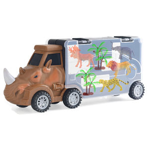 Camion conteneur rhinocéros <span class=keywords><strong>de</strong></span> stockage Portable Yongnkids avec 4 mini animaux jouets et deux arbres ensemble <span class=keywords><strong>de</strong></span> jeu en plastique pour les enfants - Product Image 2