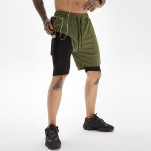 <b>Mens</b> 2-in-1 CrossFit Gym Workout <b>Shorts</b> with Inner Phone Pocket Casual Knitted Sports Running <b>Shorts</b> with Drawstring Closure - Product Image 4