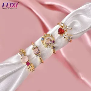 FOXI wholesale price minimalist heart Cubic Zirconia gold plated ring for women