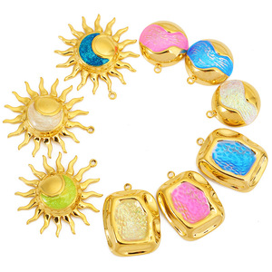 Sun And <b>Moon</b> Pendant 18K Gold Plated Stainless Steel Jewelry Findings For DIY Necklace <b>Earrings</b> Accessories - Product Image 4
