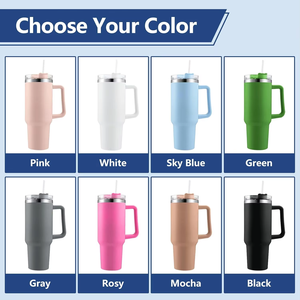 แก้วน้ำเก็บความร้อนขนาด 40 ออนซ์ ปราศจากสาร BPA  แบบมีหูจับและหลอดดูด สีชมพู  สำหรับเดินทางในรถยนต์  สามารถสกรีนโลโก้ได้  จำหน่ายจำนวนมาก - Product Image 5