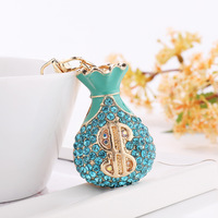 Porte-clés en cristal avec strass étincelants, signe dollar, pendentif pour voiture et sac à main, breloque porte-bonheur et porte-fortune