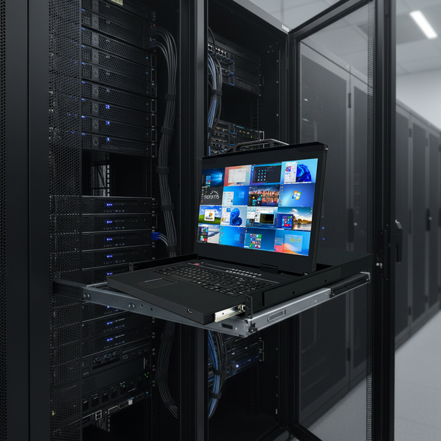 Hotkey 4K UHD 17.3-18.5 Inch 1U Rack KVM Switch, with 4-16 Port Drawer Console and 8 Port HD-MI in Stock