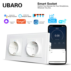 European Standard Smart Wall Socket 16A EU <b>Plug</b> Wi-Fi Tuya App Control Tempered Glass Panel Child Safety Door Protection - Product Image 2