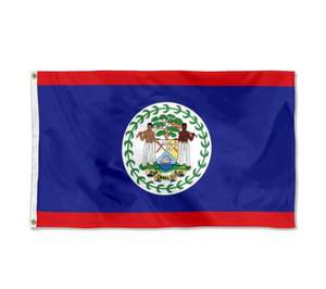 <span class=keywords><strong>Drapeau</strong></span> de la Belize avec l'écusson de la Belize <span class=keywords><strong>sur</strong></span> un fond bleu, 3x5 pieds, 100% polyester 100D, résistant aux UV - Product Image 3