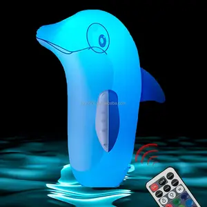 Inflatable Dolphin Stand Up on Water remote control LED Light Up Pool tumbler Toys for Kids Adults