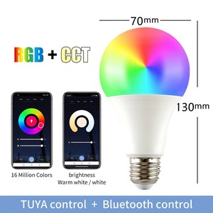 Ampoule LED intelligente Tuya RGB + CCT A60 E27 E26 B22 10W, contrôle par application, dimmable, multicolore, lumière blanche - Product Image 4