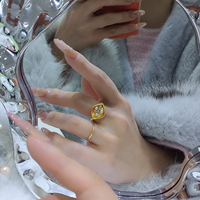 Bague ajustable en or 14 carats avec trois perles d'eau douce Aurora en forme de fleur de lys, bijoux de mode en gros