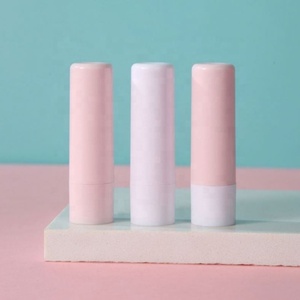 In Stock 4.5g Pink White Lip Balm <b>Tube</b> <b>Plastic</b> Lipstick Container White Smooth Cylinder Lip Gloss Container - Product Image 5