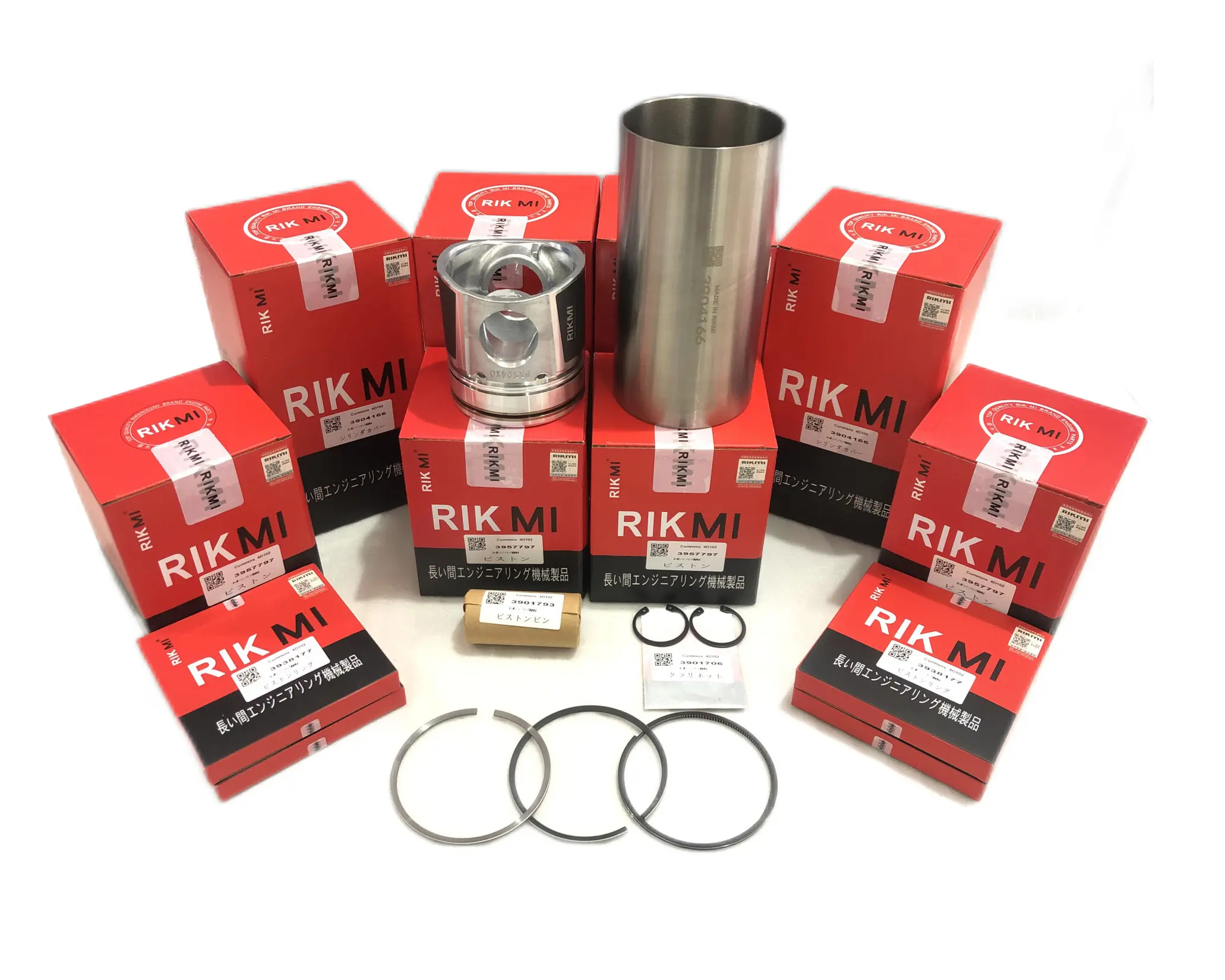 Rikmi high quality 4D102 6D102 Engine Cylinder Liner Kit for Cummins diesel engine parts 3904166 3957797 3938177 3901793 3920691