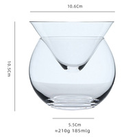 Verre à martini en cristal de gros, verre à cocktail avec fond en forme de boule