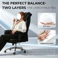 Chaise de bureau en cuir noir à dossier haut avec massage, pivotante, repose-pieds, accoudoirs réglables, inclinable, pour ordinateur