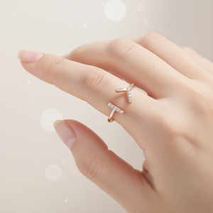 Anillo Apilable Minimalista Hecho a Mano, el Más Popular para Uso Diario, Joyería de Oro Rosa Sólido de 18K, Elegante Anillo Abierto con Diamante Natural Real - Product Image 4