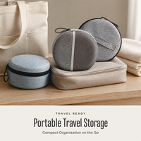 Étui rond personnalisé en EVA avec poignée en sangle filetée et fermeture éclair pour le rangement d'accessoires portables